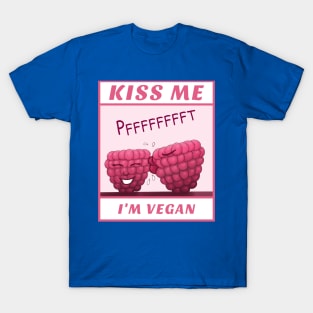 Kiss Me I’m Vegan – cute cartoon raspberries T-Shirt